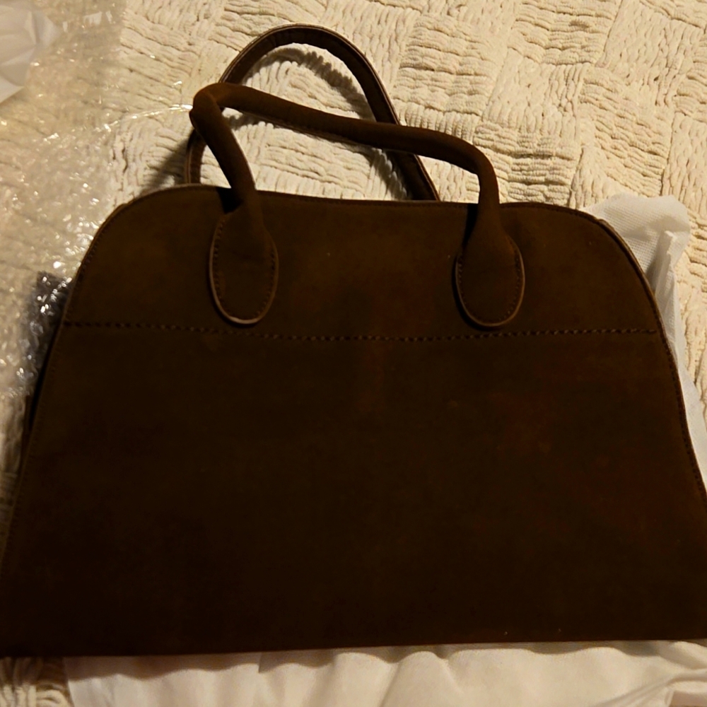 Classic Brown Suede Satchel Handbag